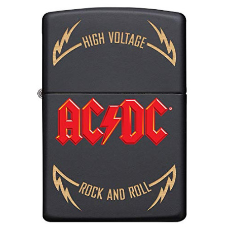 ZIPPO – Sturmfeuerzeug, AC/DC® High Voltage Rock and Roll, Laser Engraved/Color Image, Black Matte, nachfüllbar, in hochwerti