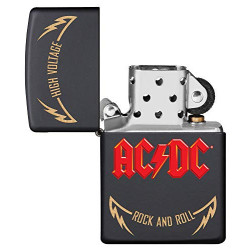 ZIPPO – Sturmfeuerzeug, AC/DC® High Voltage Rock and Roll, Laser Engraved/Color Image, Black Matte, nachfüllbar, in hochwerti