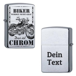 Zippo Benzinfeuerzeug mit Gravur Motorrad personalisiert mit Motiv und Text für Motorradfahrer Biker 12 Motive Sturmfeuerzeug
