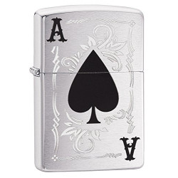 Zippo ACE of Spade Benzinfeuerzeug, Messing, Edelstahloptik, 1 x 6 x 6 cm