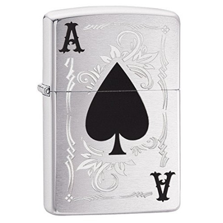 Zippo ACE of Spade Benzinfeuerzeug, Messing, Edelstahloptik, 1 x 6 x 6 cm