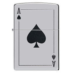 ZIPPO –– Pik-Ass – High Polish Chrome – Color Image – Sturmfeuerzeug, nachfüllbar, in hochwertiger Geschenkbox
