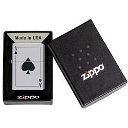 ZIPPO –– Pik-Ass – High Polish Chrome – Color Image – Sturmfeuerzeug, nachfüllbar, in hochwertiger Geschenkbox