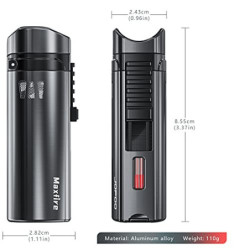 Maxfire Sturmfeuerzeug Jetflamme Gas Nachfüllbar, 3 Flammen Jet Feuerzeug  Verkauft ohne Gas 