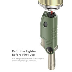 JOPOO Jetflame Feuerzeug Winddicht Gas Butan Nachfüllbar, BBQ Outdoor Camping Jet Feuerzeug Lang  Verkauf ohne Gas 