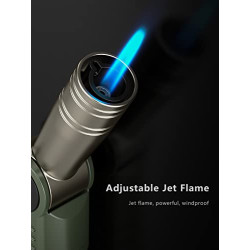 JOPOO Jetflame Feuerzeug Winddicht Gas Butan Nachfüllbar, BBQ Outdoor Camping Jet Feuerzeug Lang  Verkauf ohne Gas 