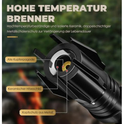 Lafagiet Storm Feuerzeug, Windproof Jet Feuerzeug, Long Stick Jetflame Feuerzeug, Verstellbare Butan Fackel Feuerzeug mit Kom