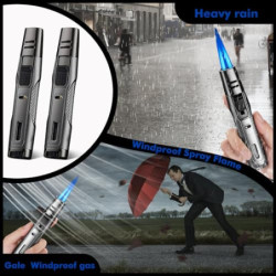 SPORWAY 2 Pcs Feuerzeug mit Gas Befüllt: Winddicht Gas Nachfüllbar Sturmfeuerzeug mit Jetflame, Winddicht Outdoor Torch Light