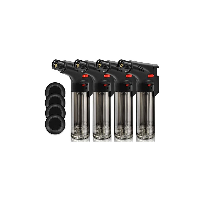 WANBRO 4 Stück Jetflame Feuerzeug, Winddichte Sturmfeuerzeug, Butan Gas nachfüll, Mini Fackel Feuerzeuge für Kerze, Kamin Ga WANBRO 4 Stück Jetflame Feuerzeug, Winddichte Sturmfeuerzeug, Butan Gas nachfüll, Mini Fackel Feuerzeuge für Kerze, Kamin Ga