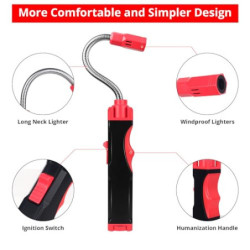 Sondiko Stabfeuerzeug Gas Nachfüllbar, Sturmfeuerzeug Jetflamme Feuerzeug Lang, 360° Flexible Gasfeuerzeug für Kamin, Küche, 