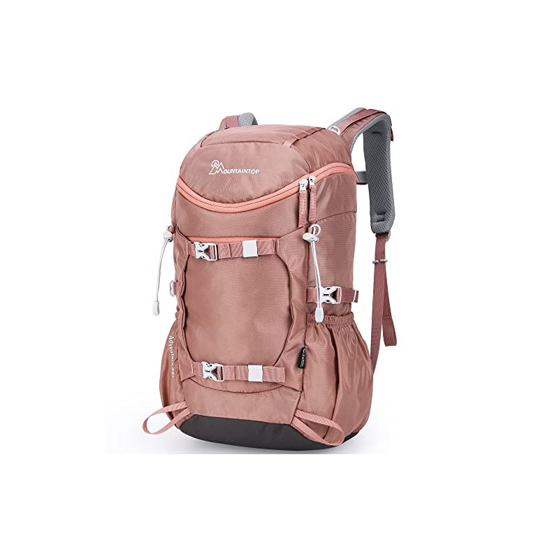 MOUNTAINTOP 28L Wanderrucksack Damen Outdoor Reiserucksack Backpacker Trekking Rucksäcke mit Regenhülle  Rosa 