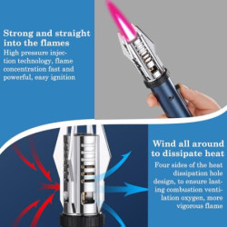 Jetflamme Feuerzeug Gas Nachfüllbar Sturmfeuerzeug: WIYETY Winddichtes Feuerzeug Gasfeuerzeug Sturmfeuerzeug Nachfüllbar, Jet