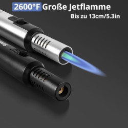 Sondiko Jetflame Feuerzeug 2 Stücke, Stabfeuerzeug Gas Nachfüllbar, Metall-Sturmfeuerzeug mit Sicherheitssperre & Einstellbar