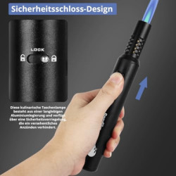 Sondiko Jetflame Feuerzeug 2 Stücke, Stabfeuerzeug Gas Nachfüllbar, Metall-Sturmfeuerzeug mit Sicherheitssperre & Einstellbar