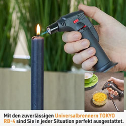 UNILITE Feuerzeug MIT Gas - Sturmfeuerzeug Gas Brenner mit Jet Flamme – nachfüllbar – 4 Stück im Set – Jetflame – Nachfüller 