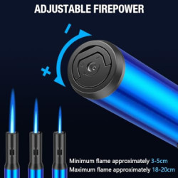 Juspota Abschließbar Feuerzeug Jetflame, 19cm Sturmfeuerzeug, Gas Nachfüllbar Winddicht Lange Stabfeuerzeug, Jet Feuerzeug, B