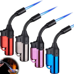 4 Stück Feuerzeug Sturmfeuerzeug: 360° Flexible Stabfeuerzeug Gas Nachfüllbar, Winddichte Feuerzeug Jetflame Gasbrenner für K