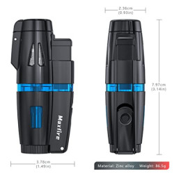 Maxfire Lighter 3 Jet Flamme Sturmfeuerzeug, Gasfeuerzeug Butan Nachfüllbar, Einstellbare Jetflame Feuerzeu, Verkauft ohne Ga