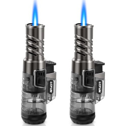 LcFun 2 Stück Sturmfeuerzeug, Feuerzeug Gas Nachfüller, Einzelne Feuerzeug Jetflame, Geschenke für Männer - Butane Nicht INBE