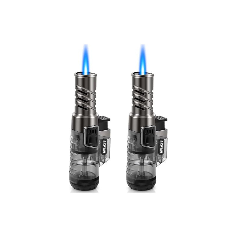 LcFun 2 Stück Sturmfeuerzeug, Feuerzeug Gas Nachfüller, Einzelne Feuerzeug Jetflame, Geschenke für Männer - Butane Nicht INBE