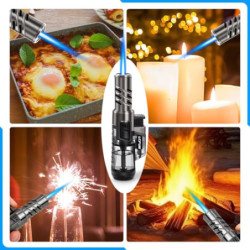 LcFun 2 Stück Sturmfeuerzeug, Feuerzeug Gas Nachfüller, Einzelne Feuerzeug Jetflame, Geschenke für Männer - Butane Nicht INBE