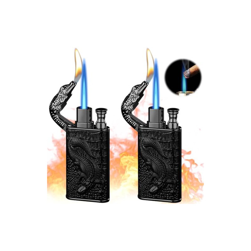 2 Stück Sturmfeuerzeug Jetflamme, Sturmfeuerzeug Gas Nachfüllbar, Feuerzeug Sturmfeuerzeug Winddicht Jet Feuerzeug Gasfeuerze