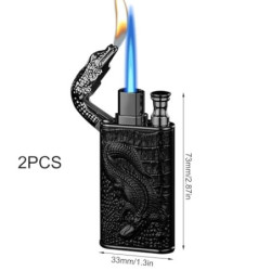2 Stück Sturmfeuerzeug Jetflamme, Sturmfeuerzeug Gas Nachfüllbar, Feuerzeug Sturmfeuerzeug Winddicht Jet Feuerzeug Gasfeuerze