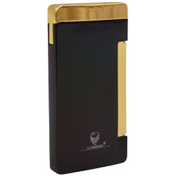 GERMANUS Jetflame Feuerzeug Flat mit Flacher Flamme, schwarz Gold