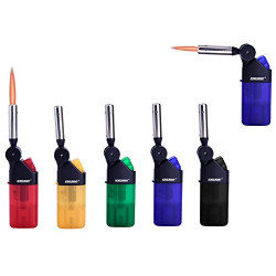 Sturmfeuerzeug Turbo Jetflame Gas Feuerzeug Color Flames, 5 Stück + 1x  Konsumany® Stab- Sturmfeuerzeug 12,5 cm Lang 