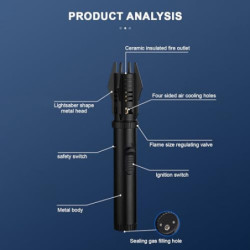 Changtai Stab Feuerzeug Jetflamme, Gas Sturmfeuerzeug Nachfüllbar Windproof Lighter Flamme Einstellbar Lang Feuerzeuge für Ke