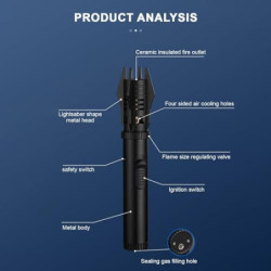 Changtai Stab Feuerzeug Jetflamme, Gas Sturmfeuerzeug Nachfüllbar Windproof Lighter Flamme Einstellbar Lang Feuerzeuge für Ke