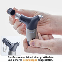 UNILITE Sturmfeuerzeug – Gas-Brenner mit Jetflame – 2 Stück im Set – Elekt-ronisches Gasfeuerzeug befüllt & nachfüllbar – Ele