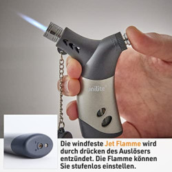 UNILITE Sturmfeuerzeug – Gas-Brenner mit Jetflame – 2 Stück im Set – Elekt-ronisches Gasfeuerzeug befüllt & nachfüllbar – Ele