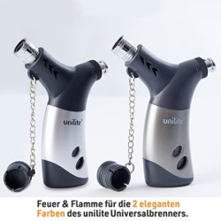 UNILITE Sturmfeuerzeug – Gas-Brenner mit Jetflame – 2 Stück im Set – Elekt-ronisches Gasfeuerzeug befüllt & nachfüllbar – Ele