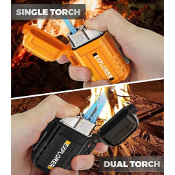 Lafagiet 2 Stücke Jet Feuerzeug, Eine & Zwei Jet Flamme, Winddicht, wasserdicht, Butan Gas Refill Feuerzeuge Multipack für Ke