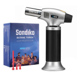 Sondiko Küchenbrenner, Flambierbrenner, Nachfüllbarer Crème Brulée Brenner, Lötbrenner mit Sicherheitsschloss für die Küche, 