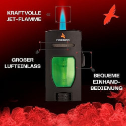 Firebird Rogue Sturmfeuerzeug - Windbeständig - Extragroße Einstellrad - Jet Feuerzeug Mit Einzel Jetflamme - Transparentes T