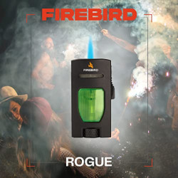 Firebird Rogue Sturmfeuerzeug - Windbeständig - Extragroße Einstellrad - Jet Feuerzeug Mit Einzel Jetflamme - Transparentes T