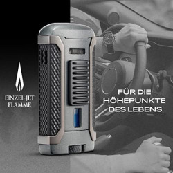 Colibri Apex Sturmfeuerzeug - Windbeständig - Extragroße Einstellrad - Jet Feuerzeug Mit Einzel Jetflamme - Mit Gas Nachfüllb
