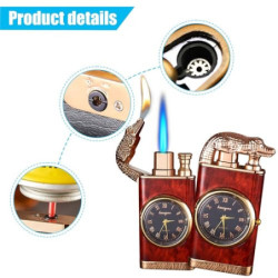 Magic Double Jet Flame Feuerzeug, 2 Stück Crocodile Lighter Sturmfeuerzeug Coole Feuerzeuge Windproof Dual Arc Lighter Refill