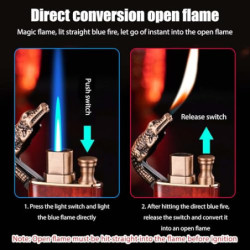 Magic Double Jet Flame Feuerzeug, 2 Stück Crocodile Lighter Sturmfeuerzeug Coole Feuerzeuge Windproof Dual Arc Lighter Refill