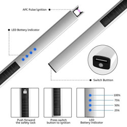 Rouclo Lichtbogen Feuerzeug Elektrisch,USB Aufladbar Feuerzeug Stabfeuerzeug Winddichtes, Elektro Kerzenanzünder Flammenlose 