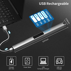 Rouclo Lichtbogen Feuerzeug Elektrisch,USB Aufladbar Feuerzeug Stabfeuerzeug Winddichtes, Elektro Kerzenanzünder Flammenlose 