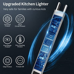 Rouclo Lichtbogen Feuerzeug Elektrisch,USB Aufladbar Feuerzeug Stabfeuerzeug Winddichtes, Elektro Kerzenanzünder Flammenlose 