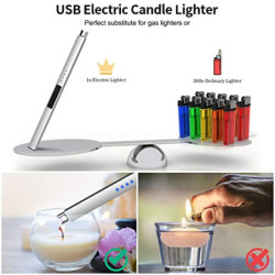 Rouclo Lichtbogen Feuerzeug Elektrisch,USB Aufladbar Feuerzeug Stabfeuerzeug Winddichtes, Elektro Kerzenanzünder Flammenlose 