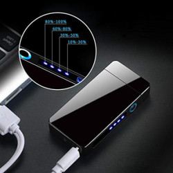 KIPIDA USB Elektronische Feuerzeug, Lichtbogen Feuerzeug, Touchscreen Elektro Feuerzeug LED Dual Lichtbogen Feuerzeug mit Bat