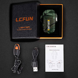 LcFun Lichtbogen USB Feuerzeug Elektrisch, Wasserdicht Winddicht Wiederaufladbar, Plasma Feuerzeug Lighter mit Notfall-Pfeife