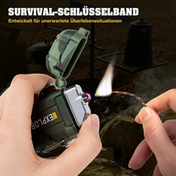 LcFun Lichtbogen USB Feuerzeug Elektrisch, Wasserdicht Winddicht Wiederaufladbar, Plasma Feuerzeug Lighter mit Notfall-Pfeife