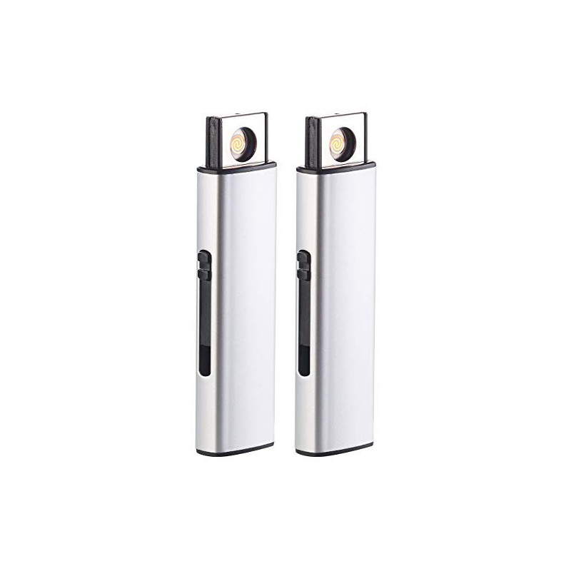 PEARL Sturmfeuerzeug: 2er-Set elektronische Akku-USB-Feuerzeuge, Glühspirale, windgeschützt  USB Zigarettenanzünder, USB Stic