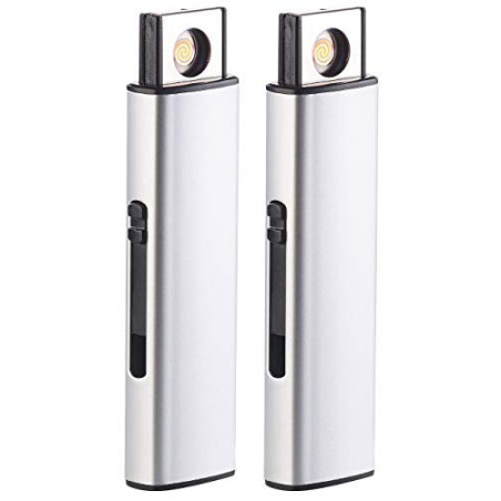 PEARL Sturmfeuerzeug: 2er-Set elektronische Akku-USB-Feuerzeuge, Glühspirale, windgeschützt  USB Zigarettenanzünder, USB Stic